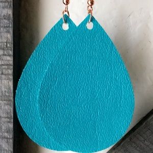 Faux leather teardrop earrings
